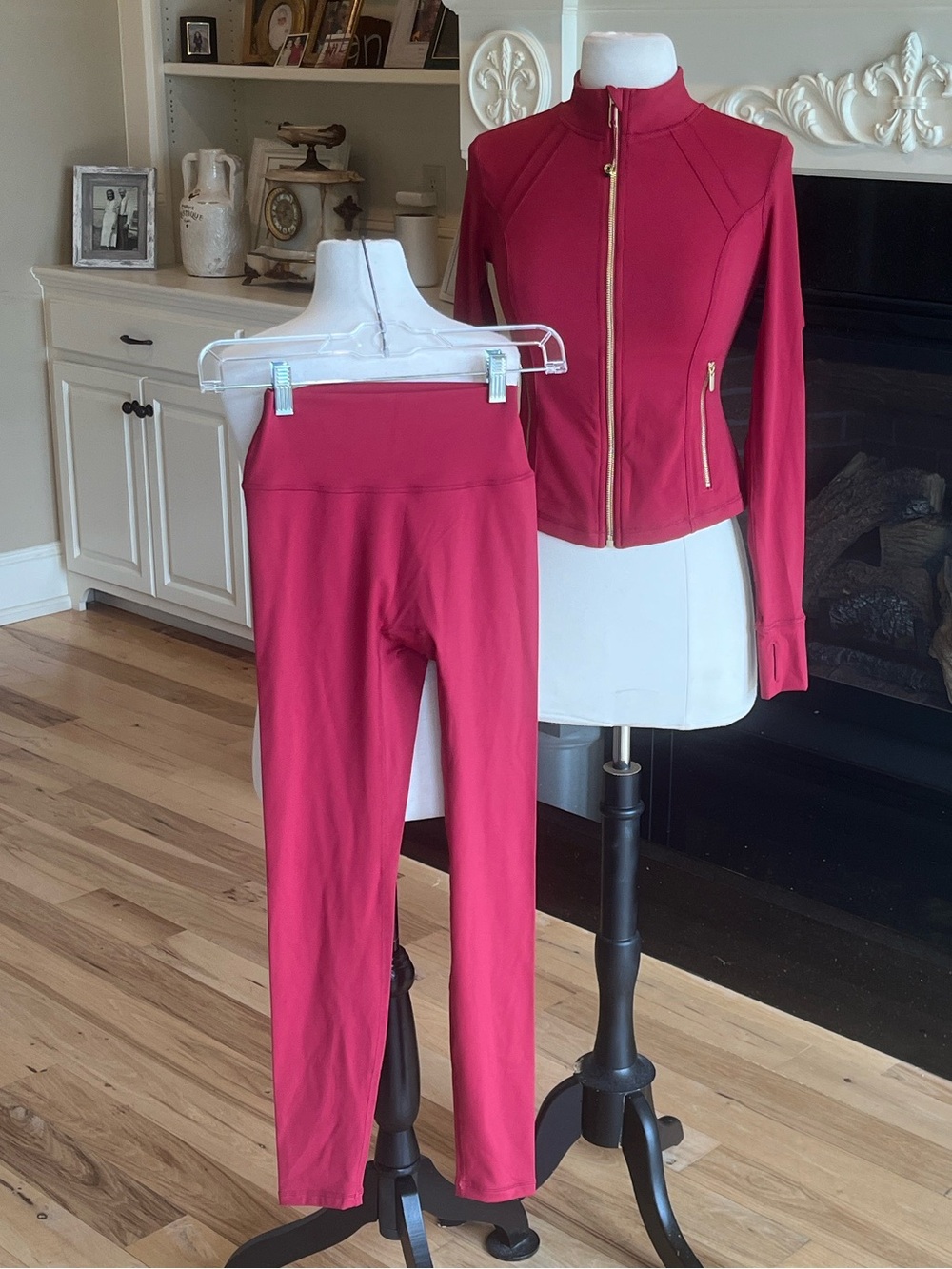 Women's Pinkish Red Active Zip Jacket & Leggings Set